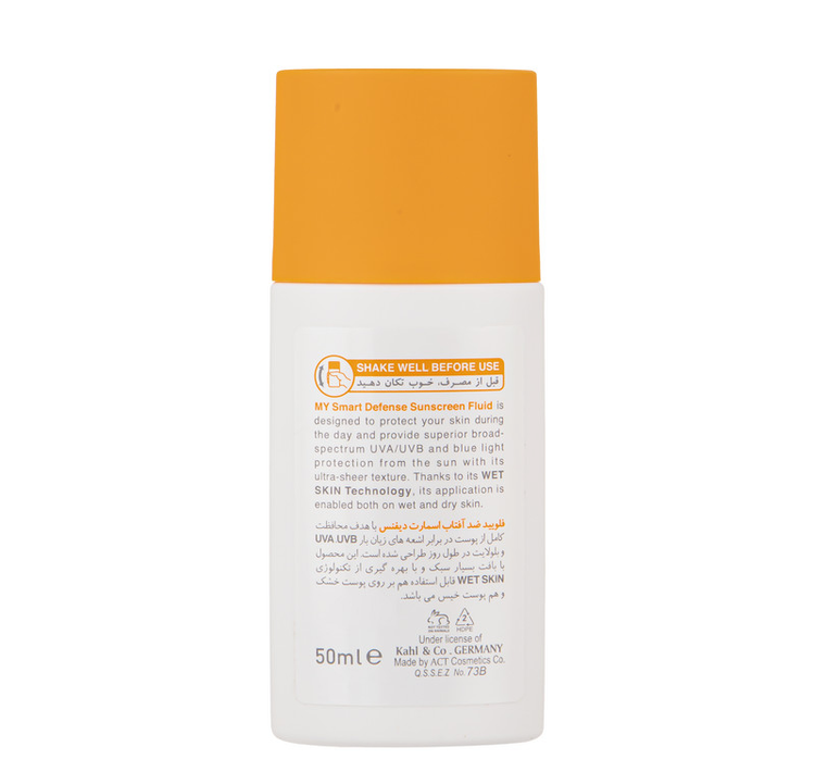 فلوئید ضدآفتاب بیرنگ مای SPF50 مدل Smart Defense