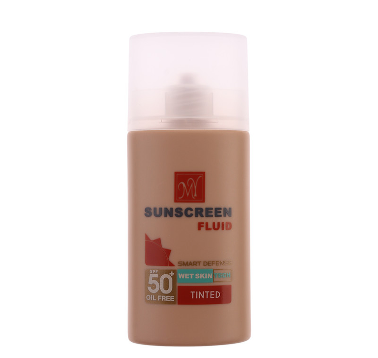 فلوئید ضد آفتاب رنگی مای SPF 50 مدل Smart Defense حاوی محافظ UVA و UVB مناسب انواع پوست