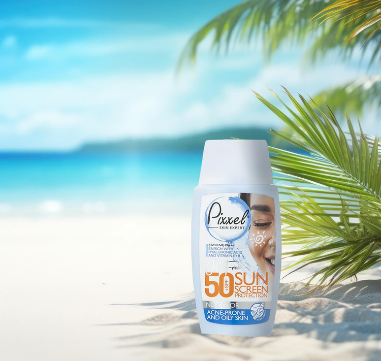کرم ضدآفتاب بیرنگ پیکسل SPF50 مدل Oily Acne-Prone Skin، مناسب پوستهای چرب،