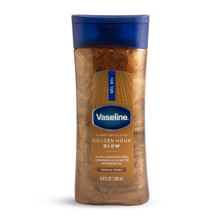 ژل روغن براق کننده بدن وازلین مدل Golden Hour Glow Vanilla Cocoa